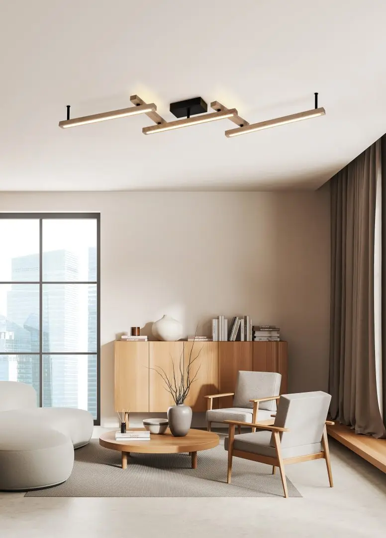 lampada a soffitto in legno