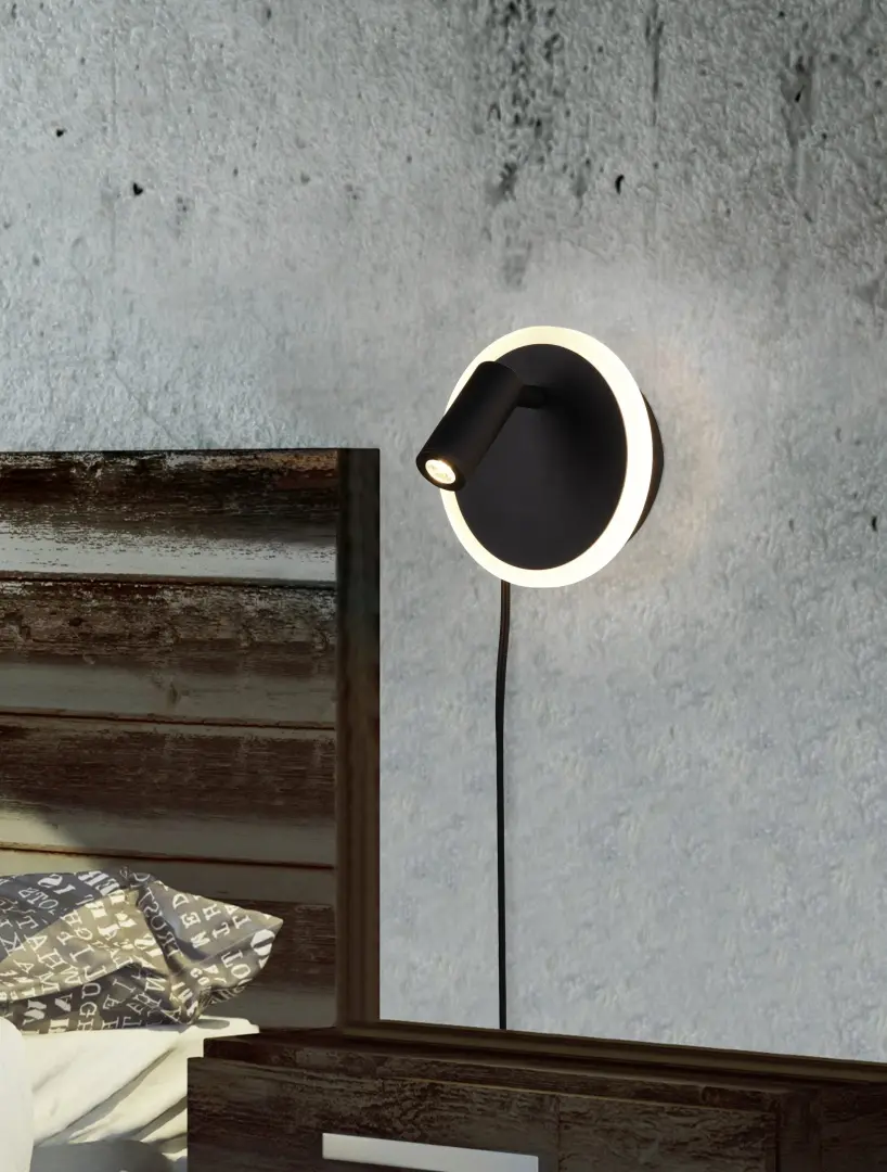 lampada camera da letto con faretto per lettura