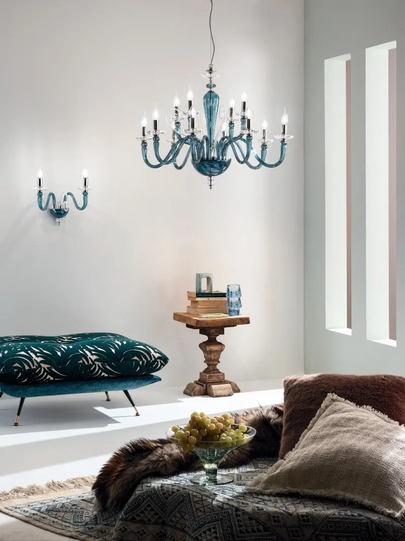 lampadario classico colorato