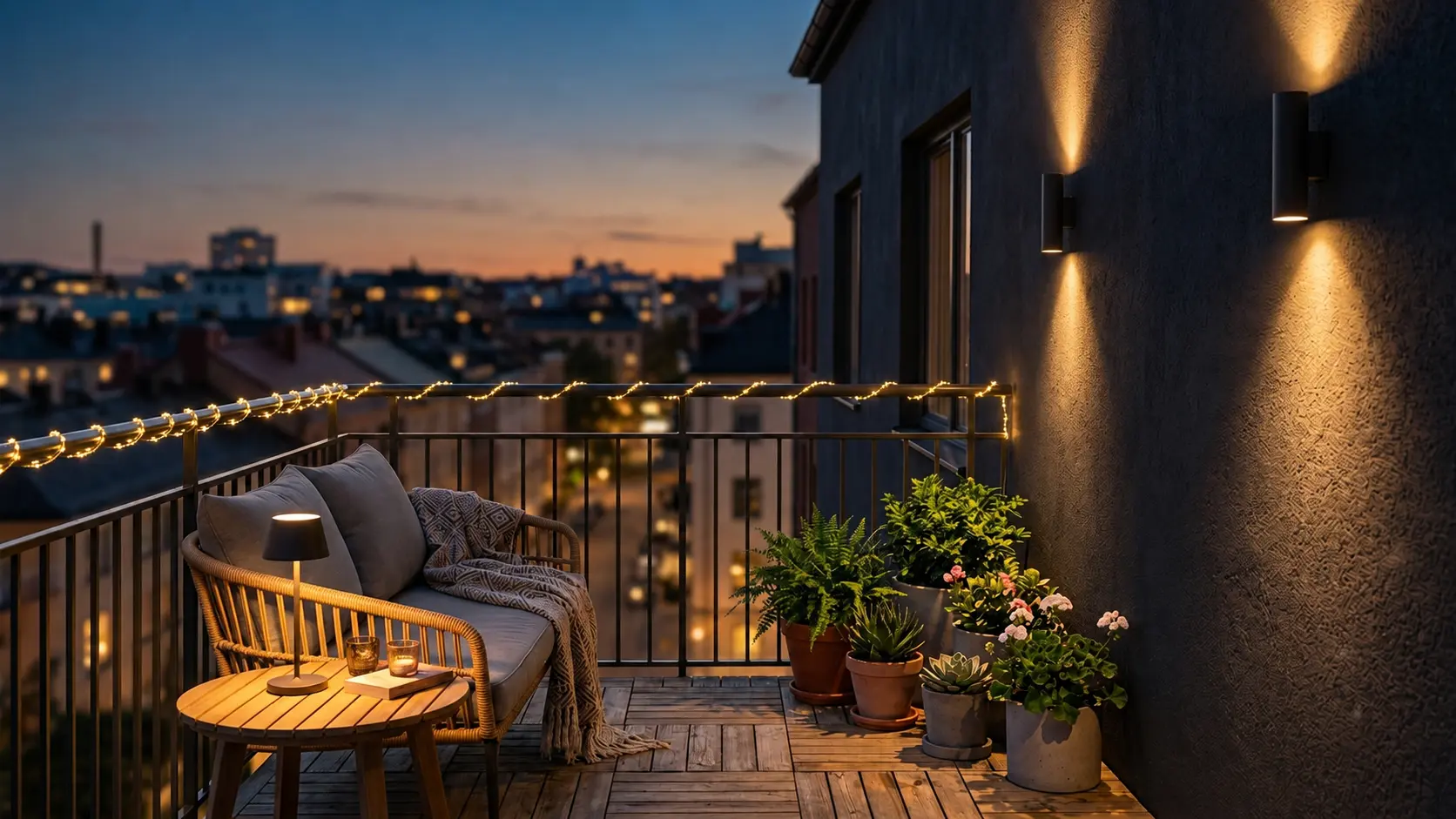 illuminazione per un balcone piccolo