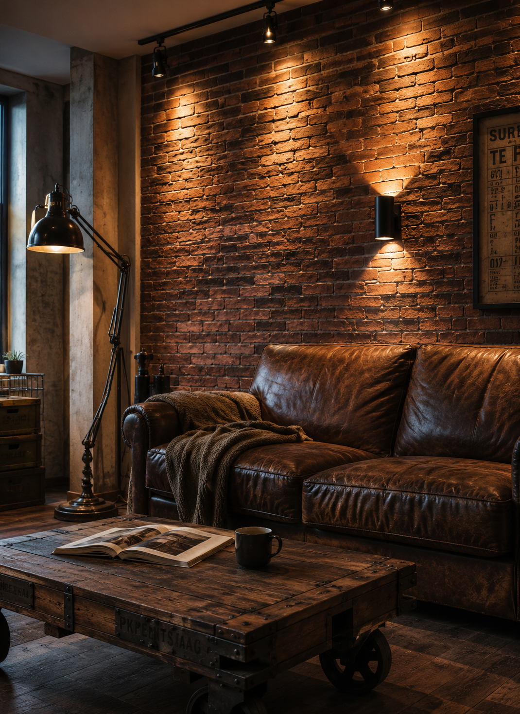 illuminazione per parete con mattoni a vista